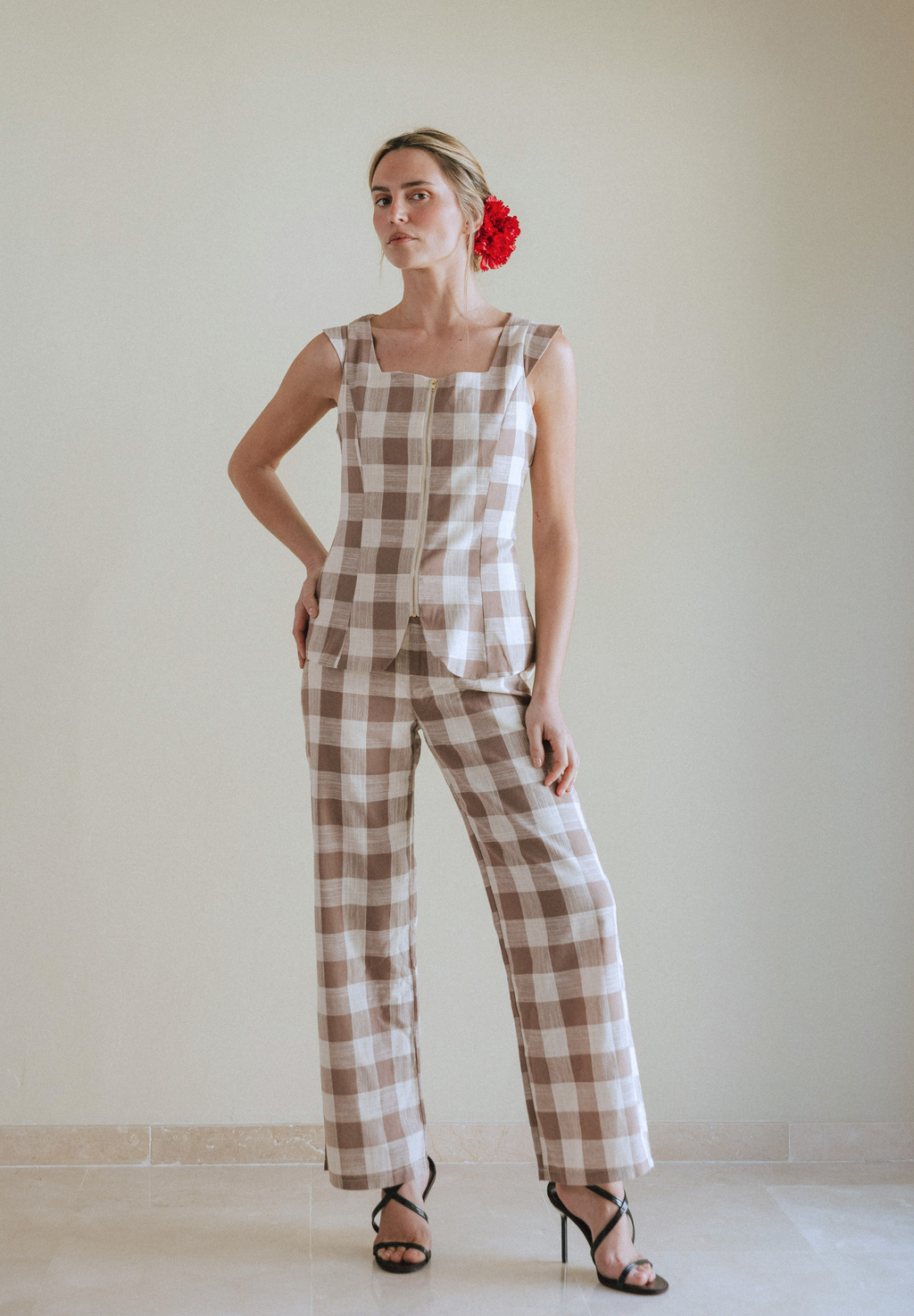 Pantalón vichy Beige Jac