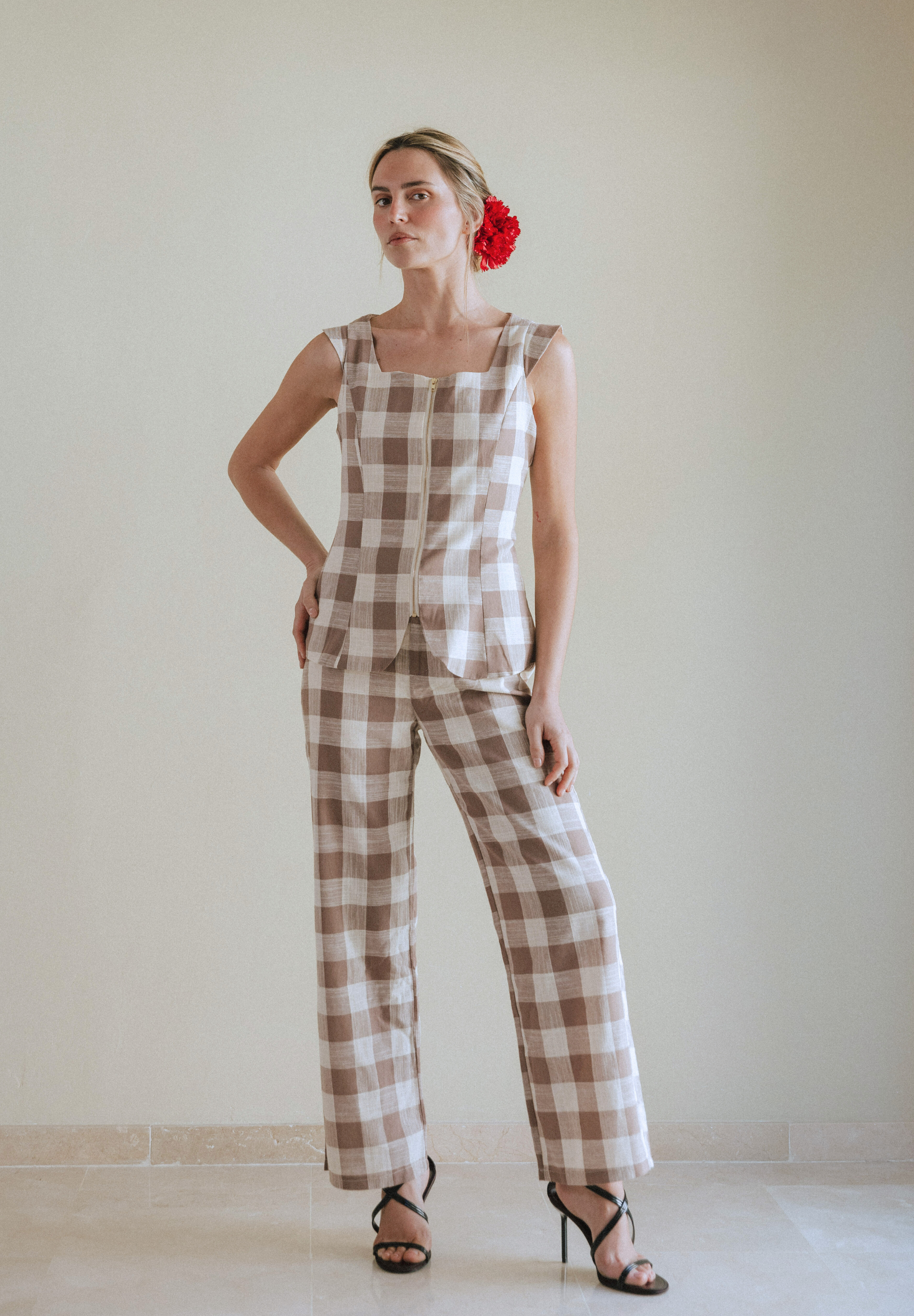 Pantalón vichy Beige Jac