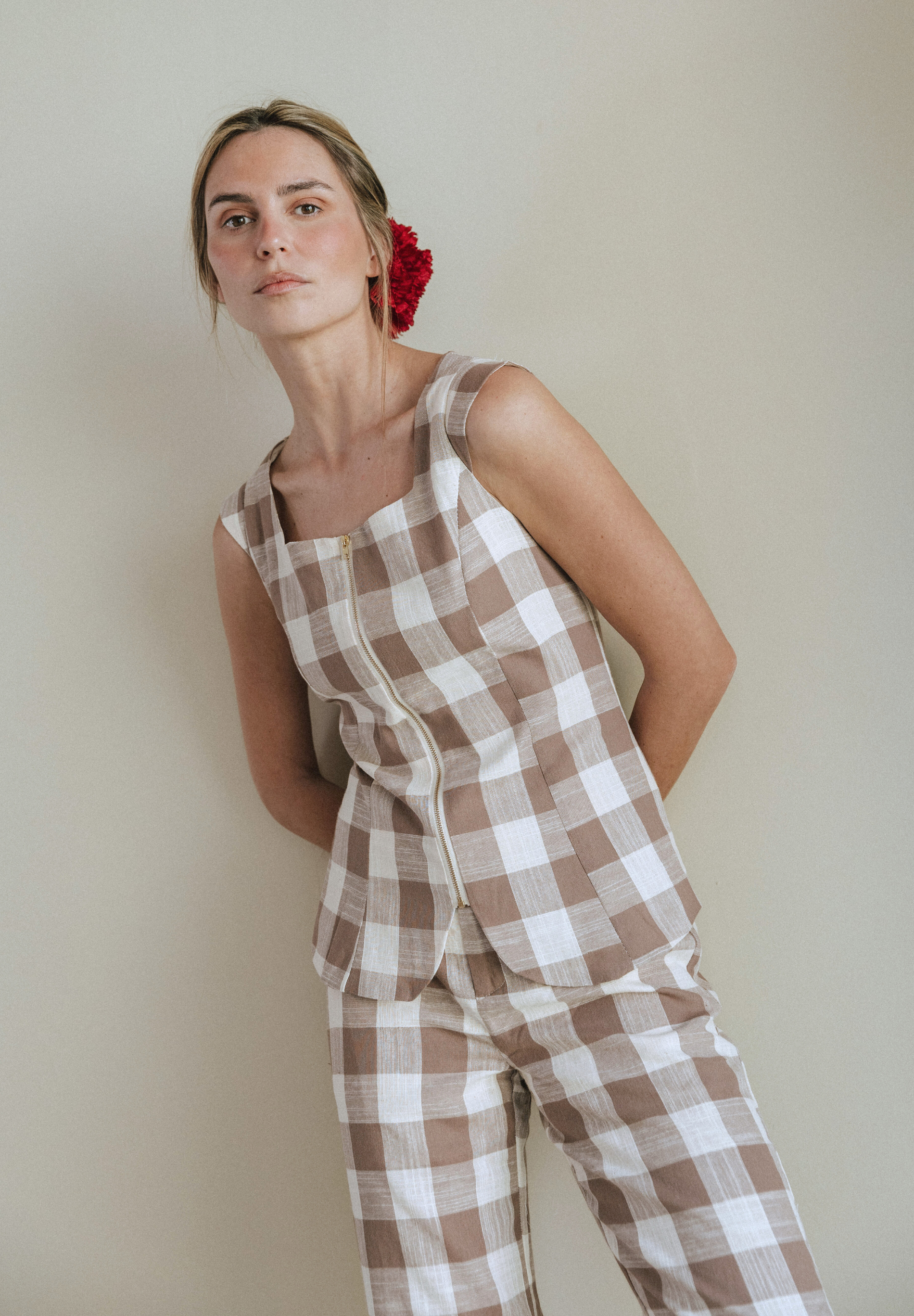 Pantalón vichy Beige Jac