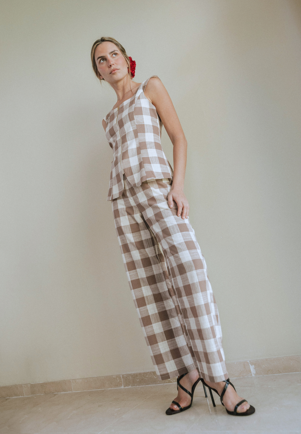 Pantalón vichy Beige Jac