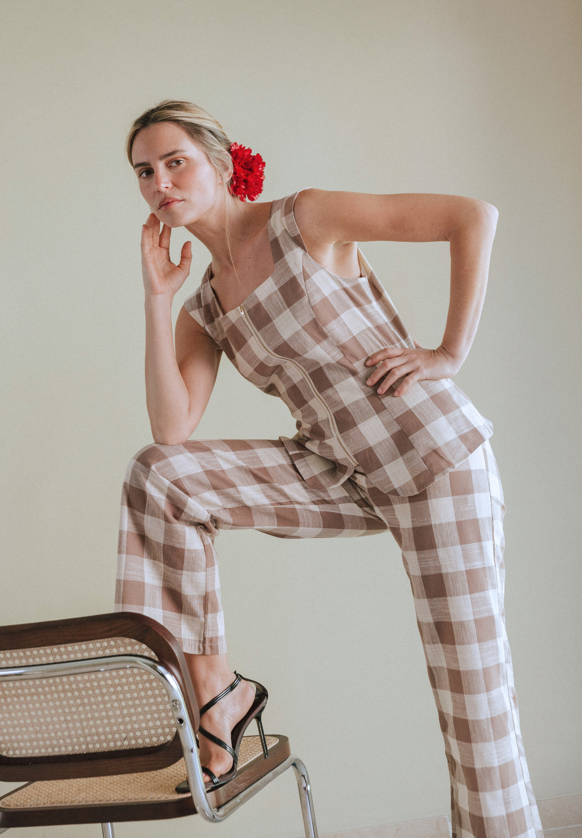 Pantalón vichy Beige Jac