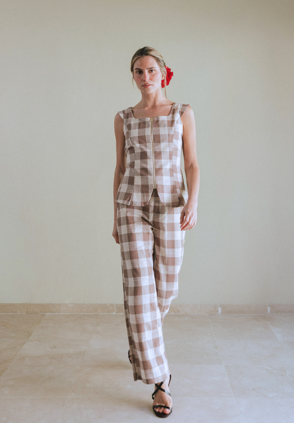 Pantalón vichy Beige Jac