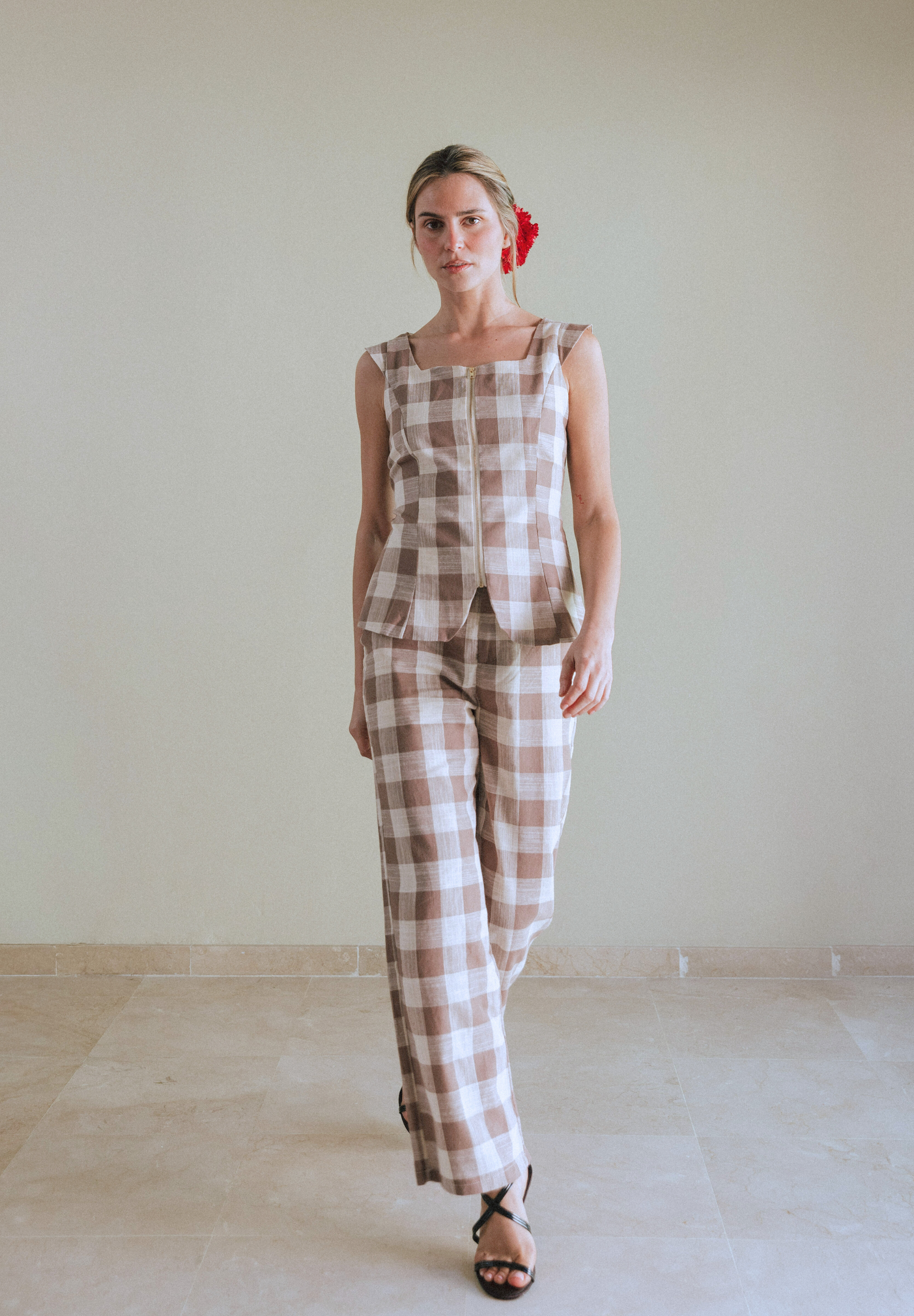 Pantalón vichy Beige Jac