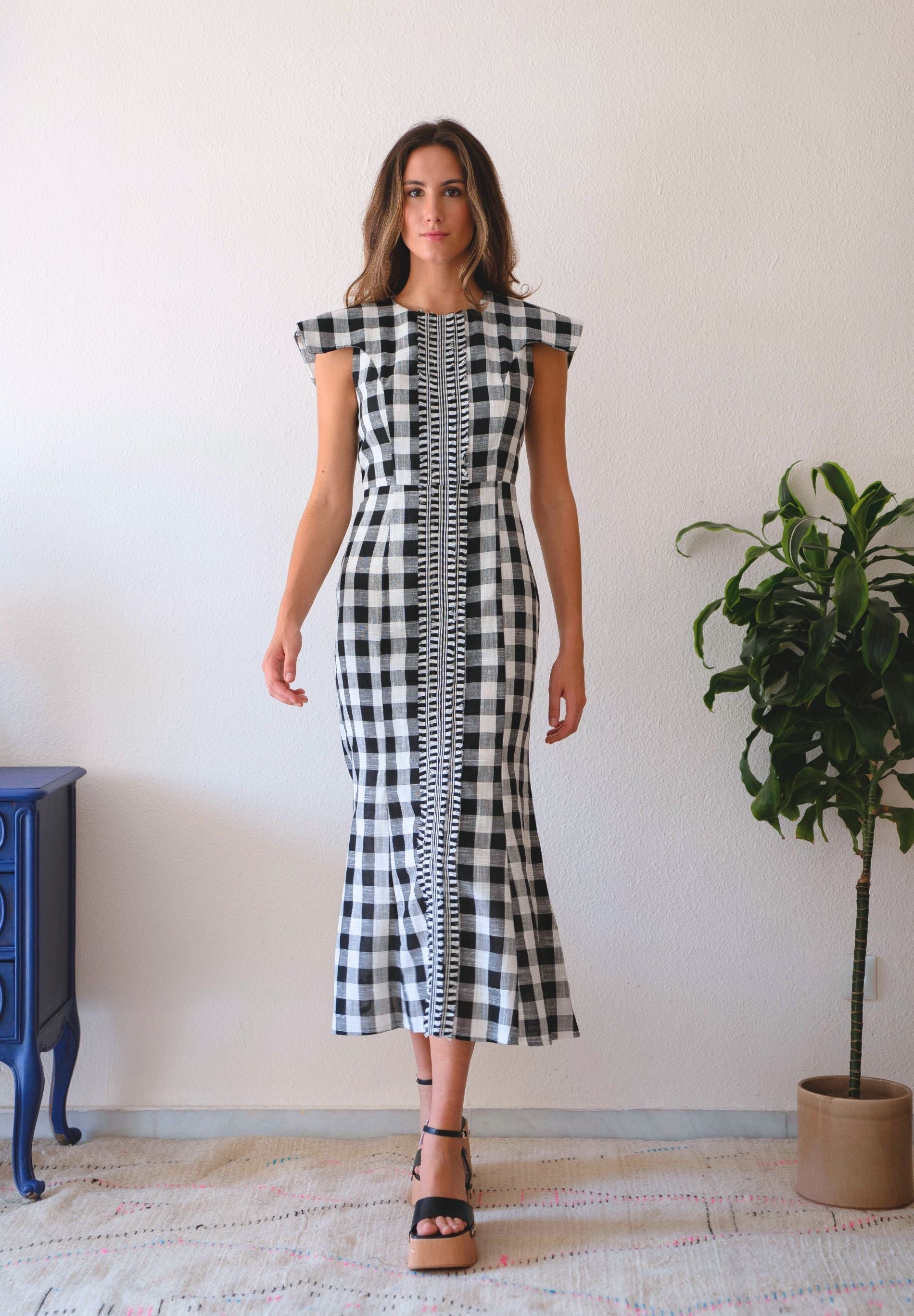 Vestido Midi con Lino Lux