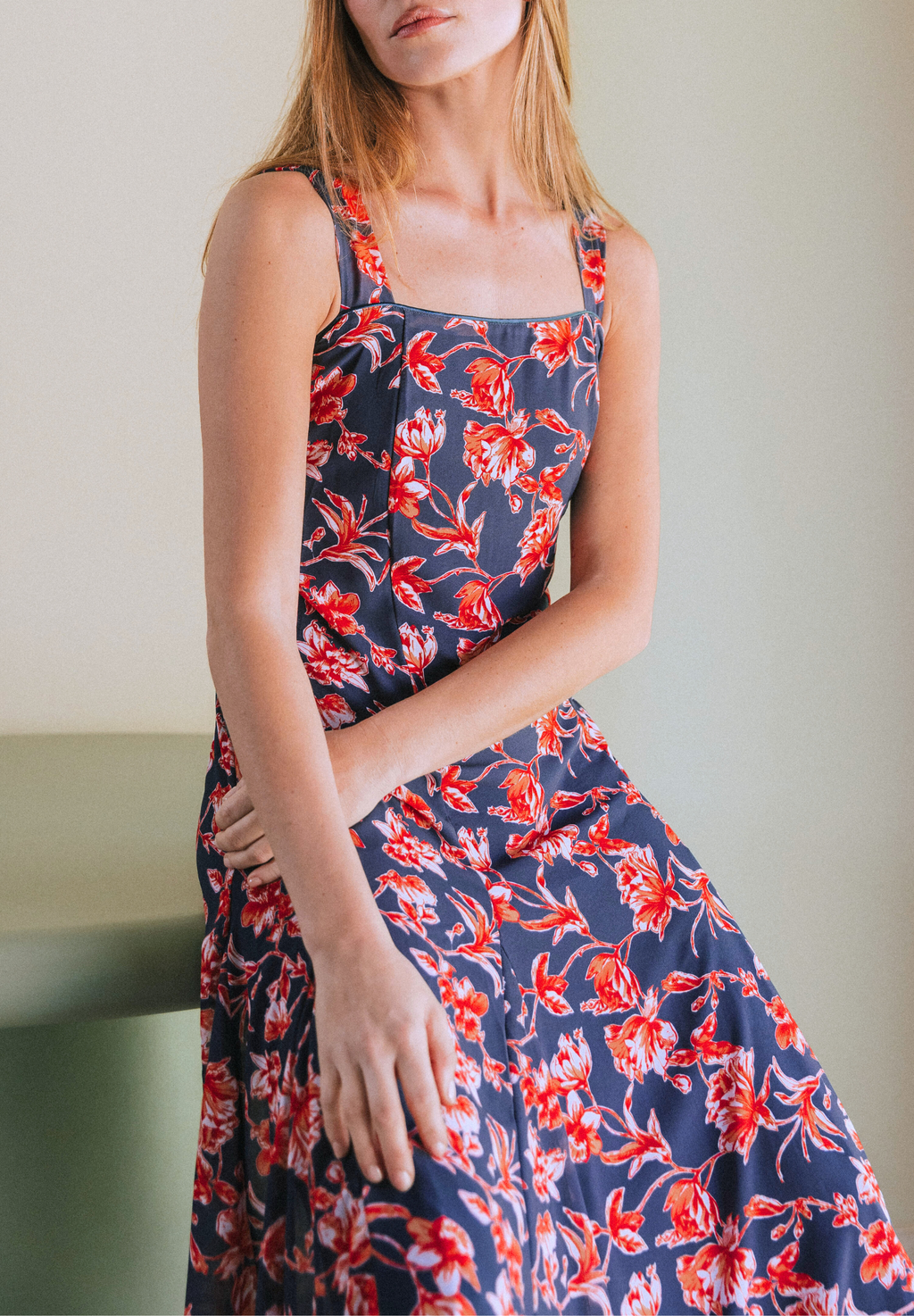 Vestido midi marino Ros