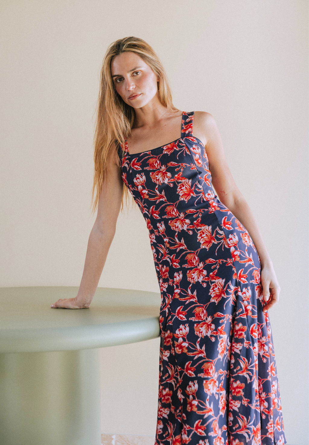 Vestido midi marino Ros