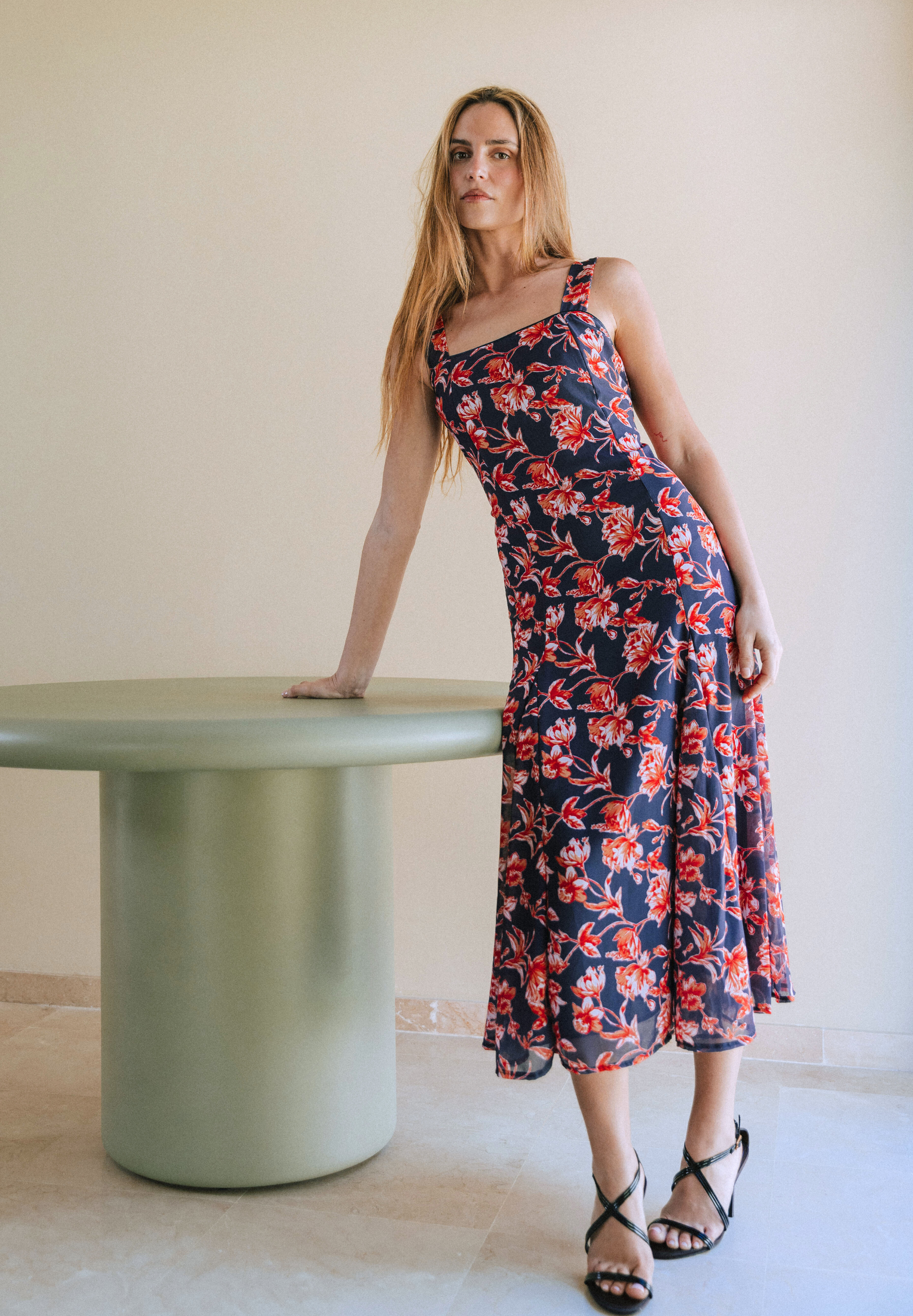 Vestido midi marino Ros