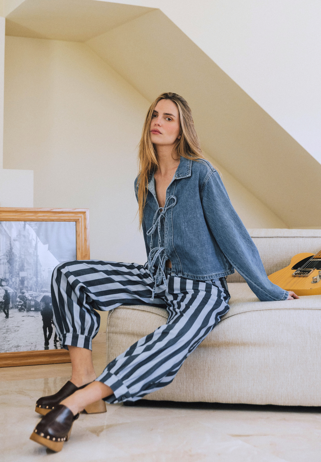 Pantalón bombacho rayas azul Pepper