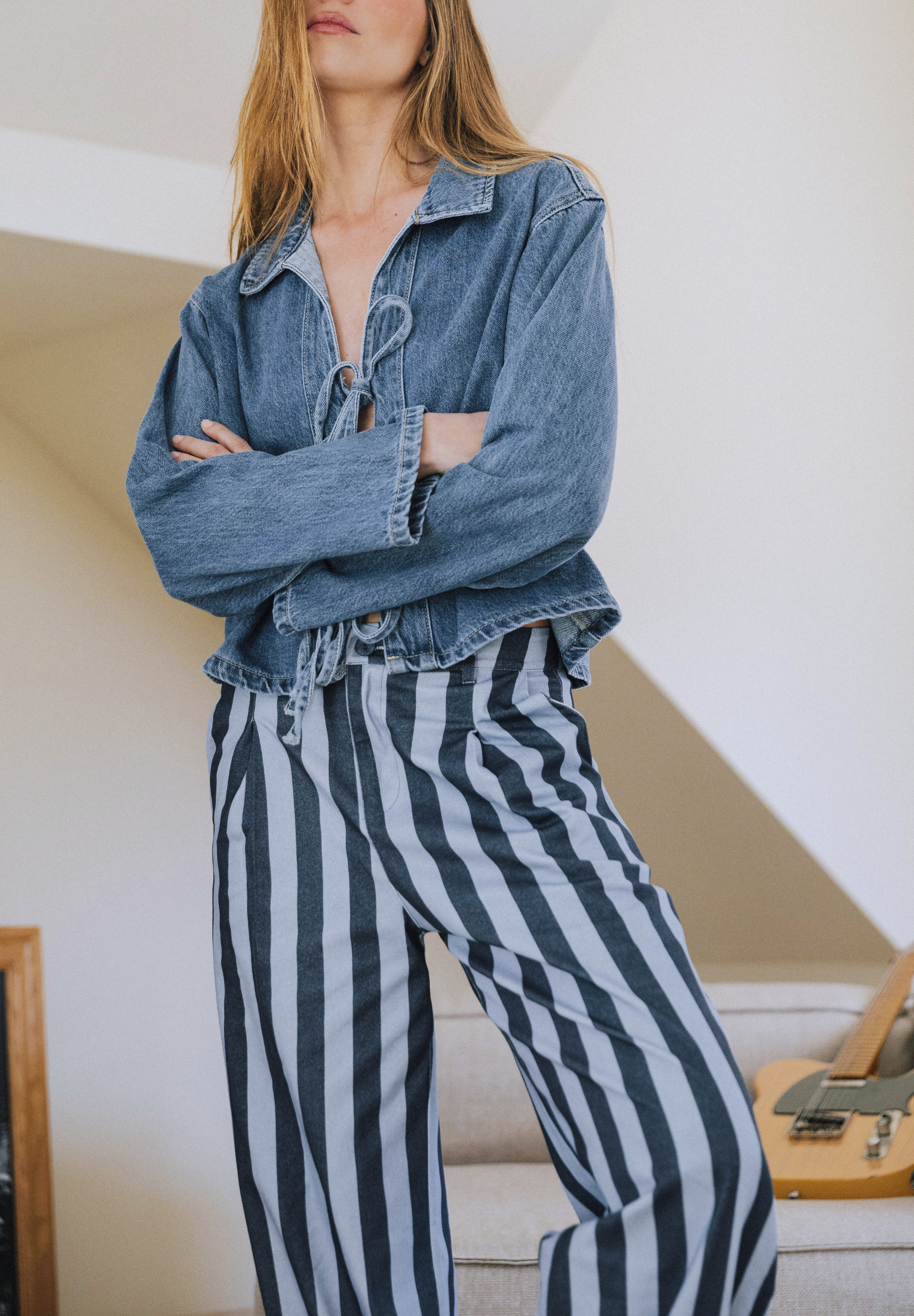 Pantalón bombacho rayas azul Pepper