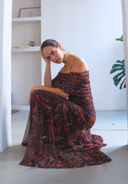 Vestido largo tul chocolate Eira