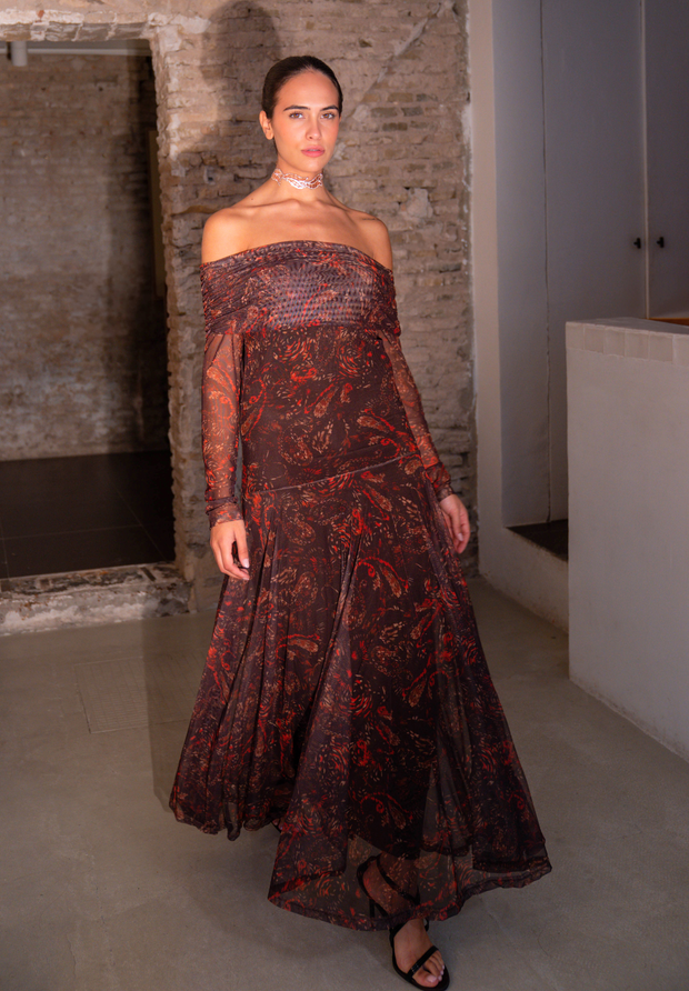 Vestido largo tul Evoa