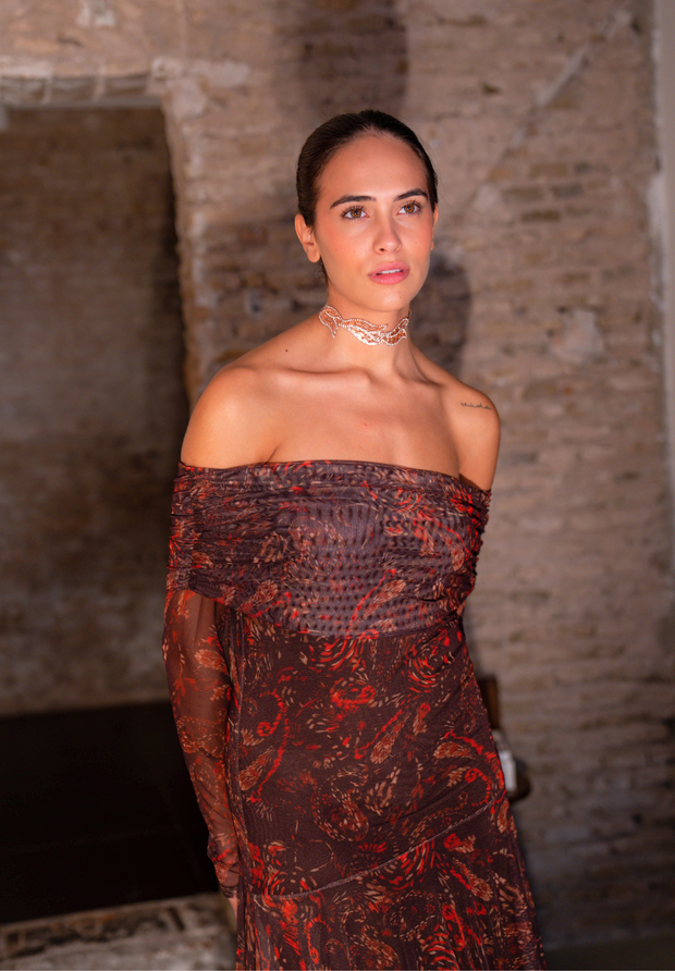 Vestido largo tul Evoa