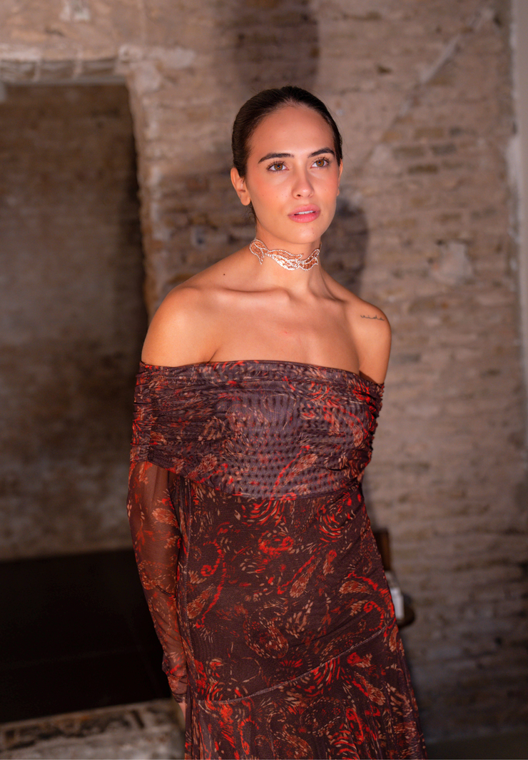 Vestido largo tul Evoa