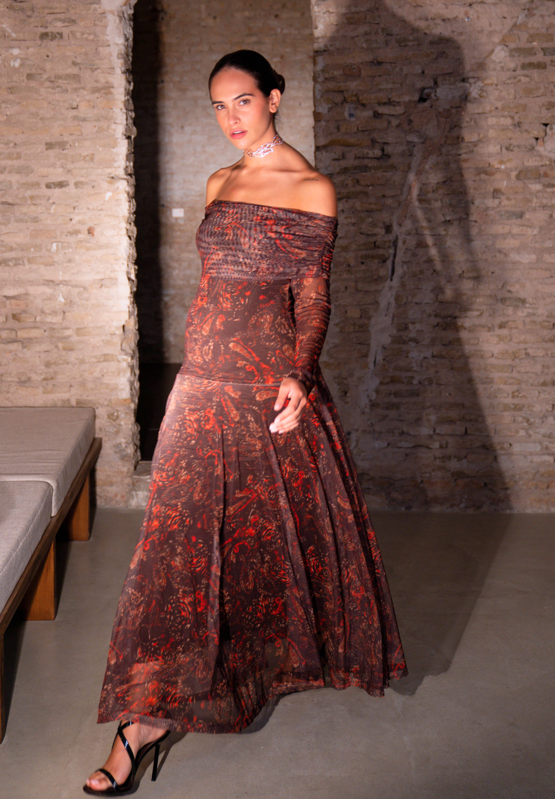 Vestido largo tul Evoa