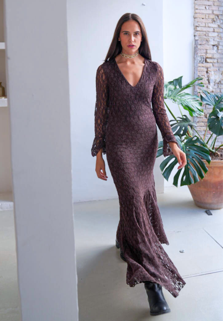 Vestido largo encaje Oren