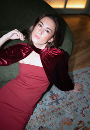 Vestido con mangas burdeos Nale