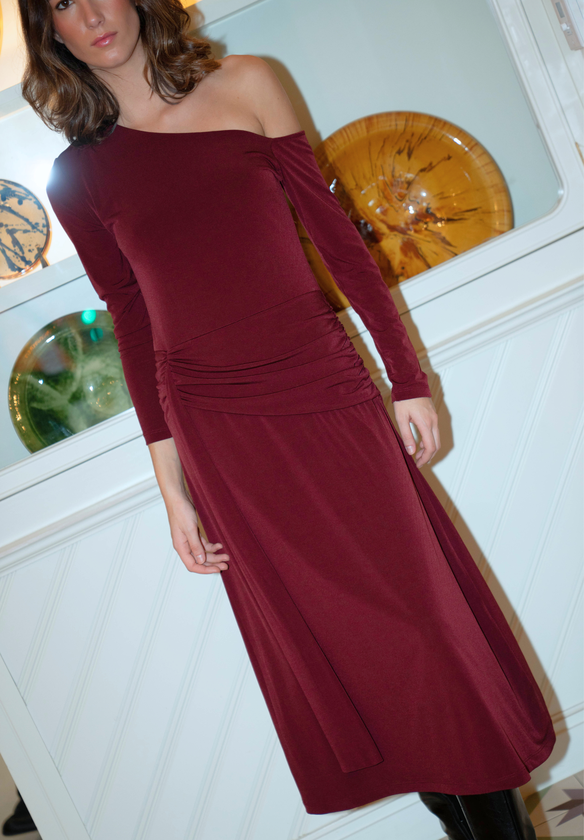 Vestido Arelis burdeos