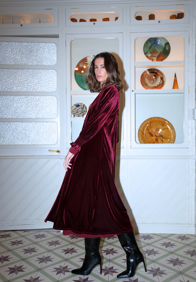 Kimono terciopelo burdeos Kira