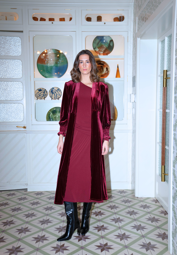 Kimono terciopelo burdeos Kira