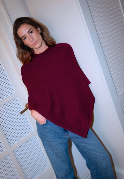 Poncho punto burdeos Evani