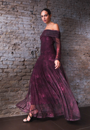 Vestido largo tul morado Evoa