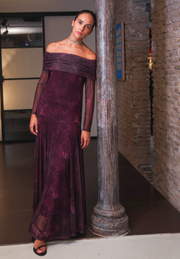 Vestido largo tul morado Evoa