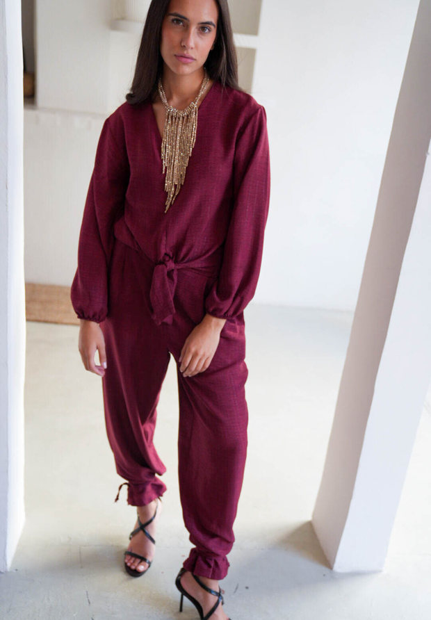 Pantalón bombacho burdeos Vetru