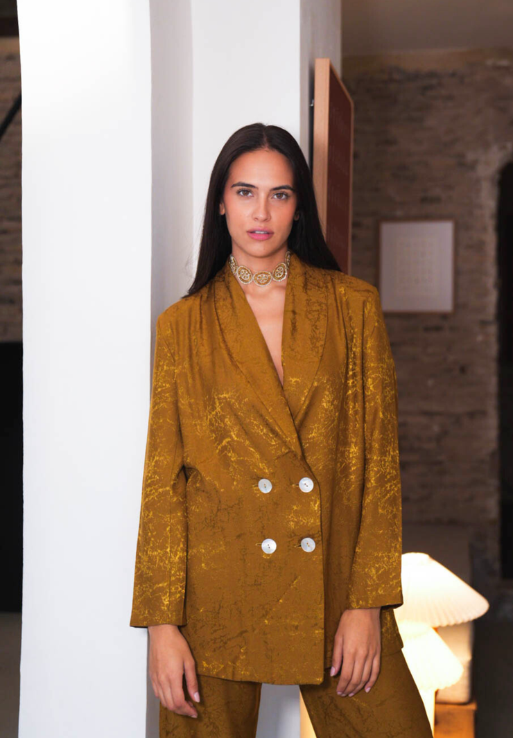 Blazer con chal mostaza Liora