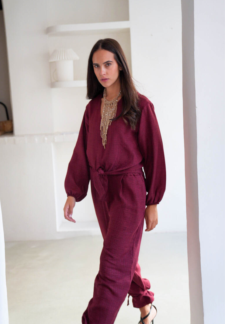 Pantalón bombacho burdeos Vetru