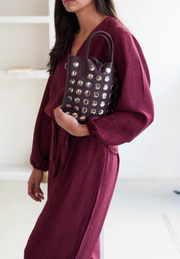 Bolso 100% piel tachuelas Ryn