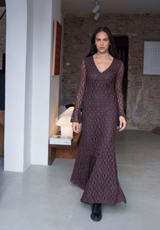 Vestido largo encaje Oren