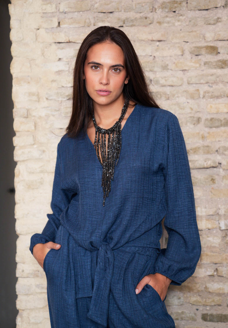 Collar cascada bolas gris Orlea