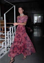 Vestido largo tul burdeos Eira