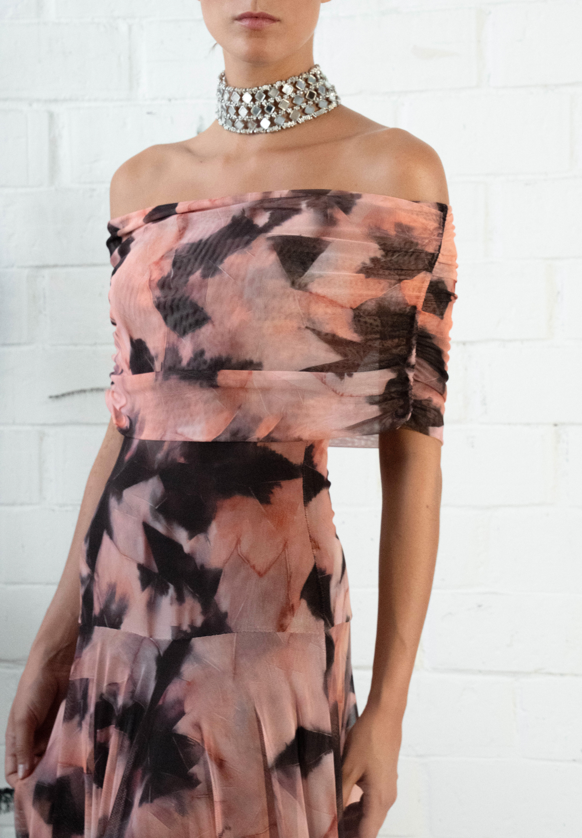 Vestido largo tul salmón Eira