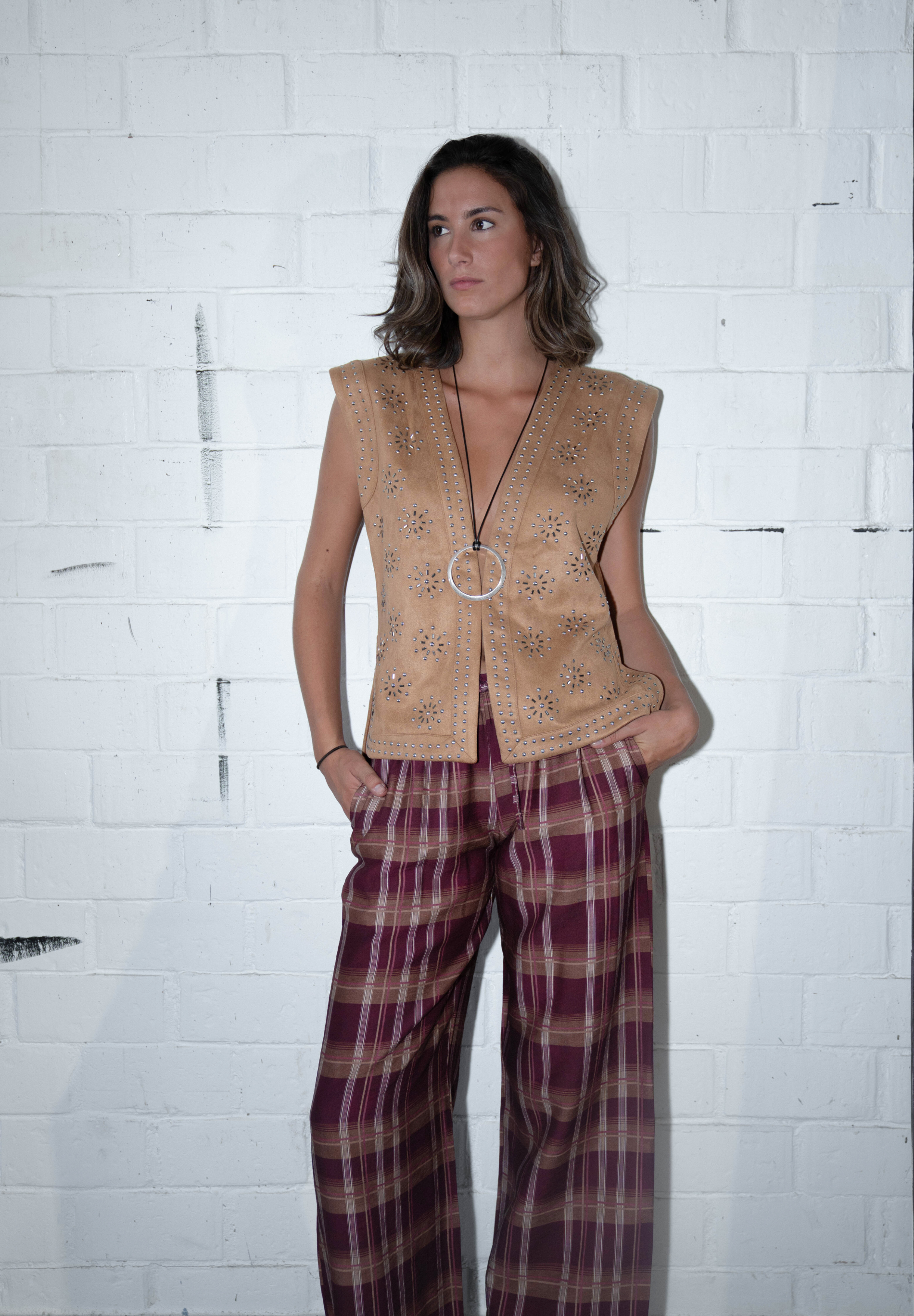 Pantalón pijamero burdeos Quoin