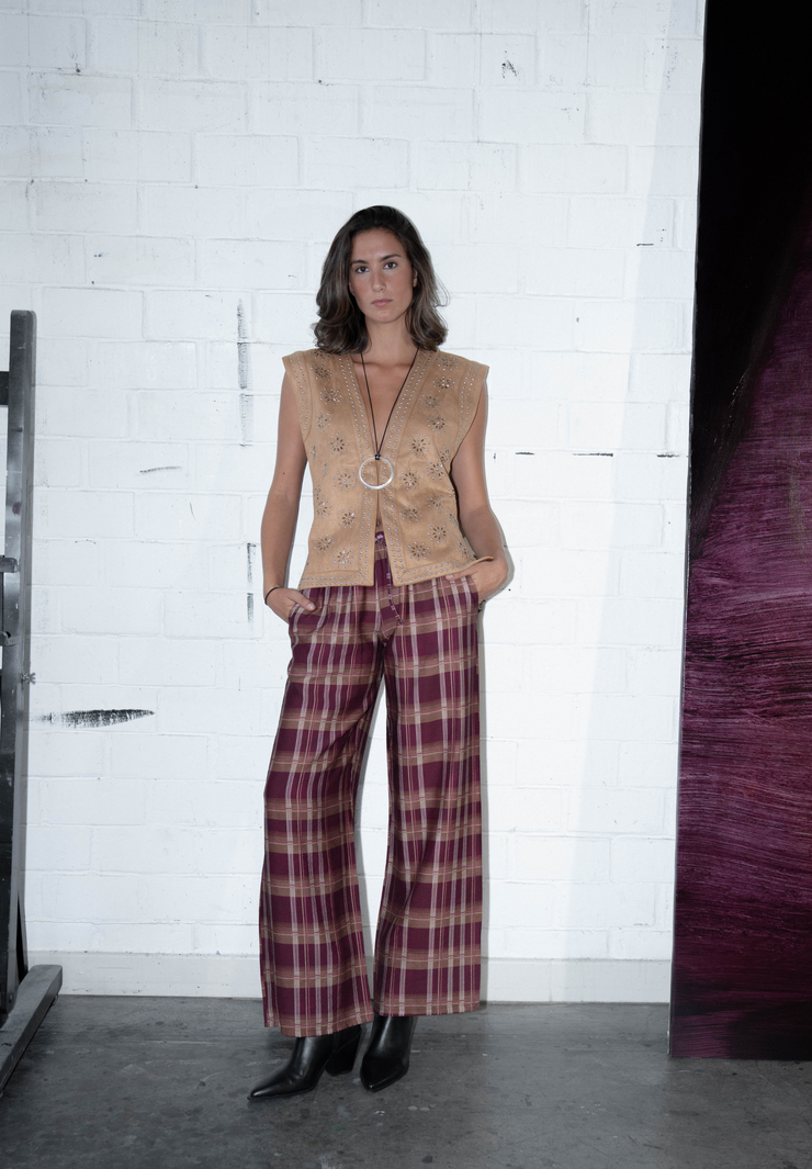 Pantalón pijamero burdeos Quoin