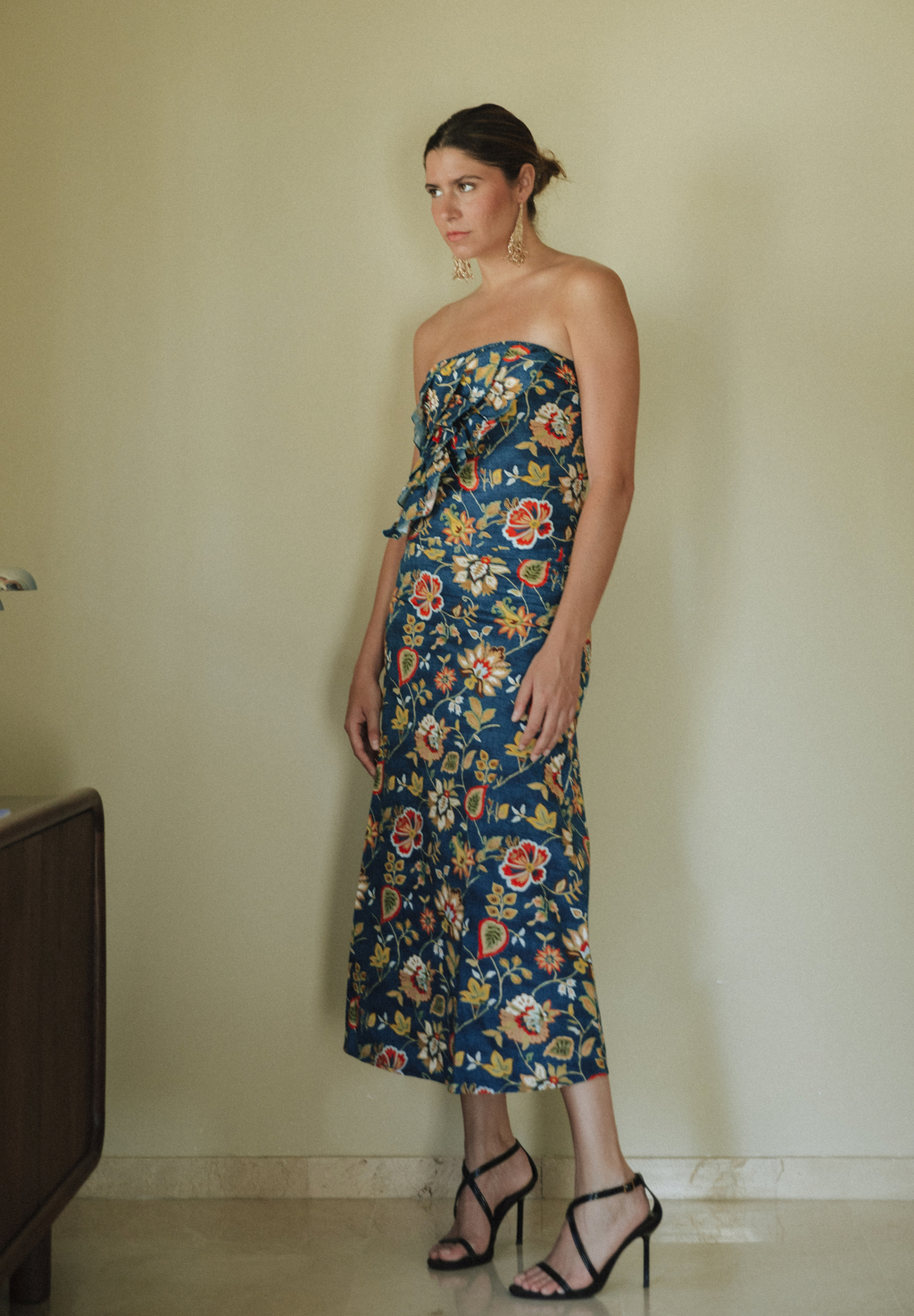 Falda midi azul Juno