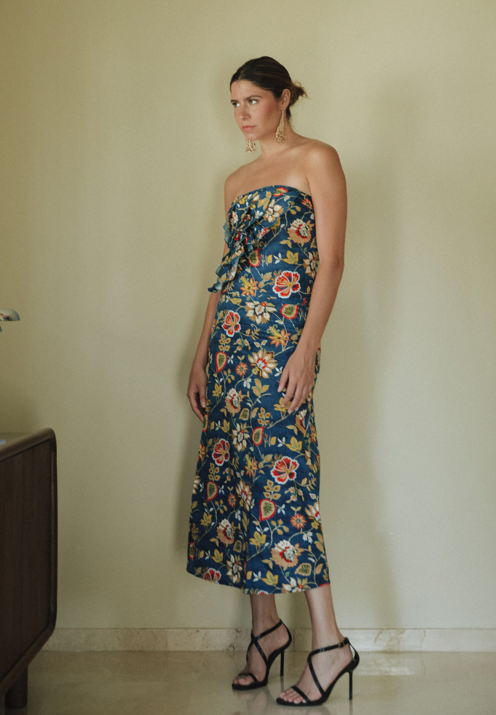 Falda midi azul Juno