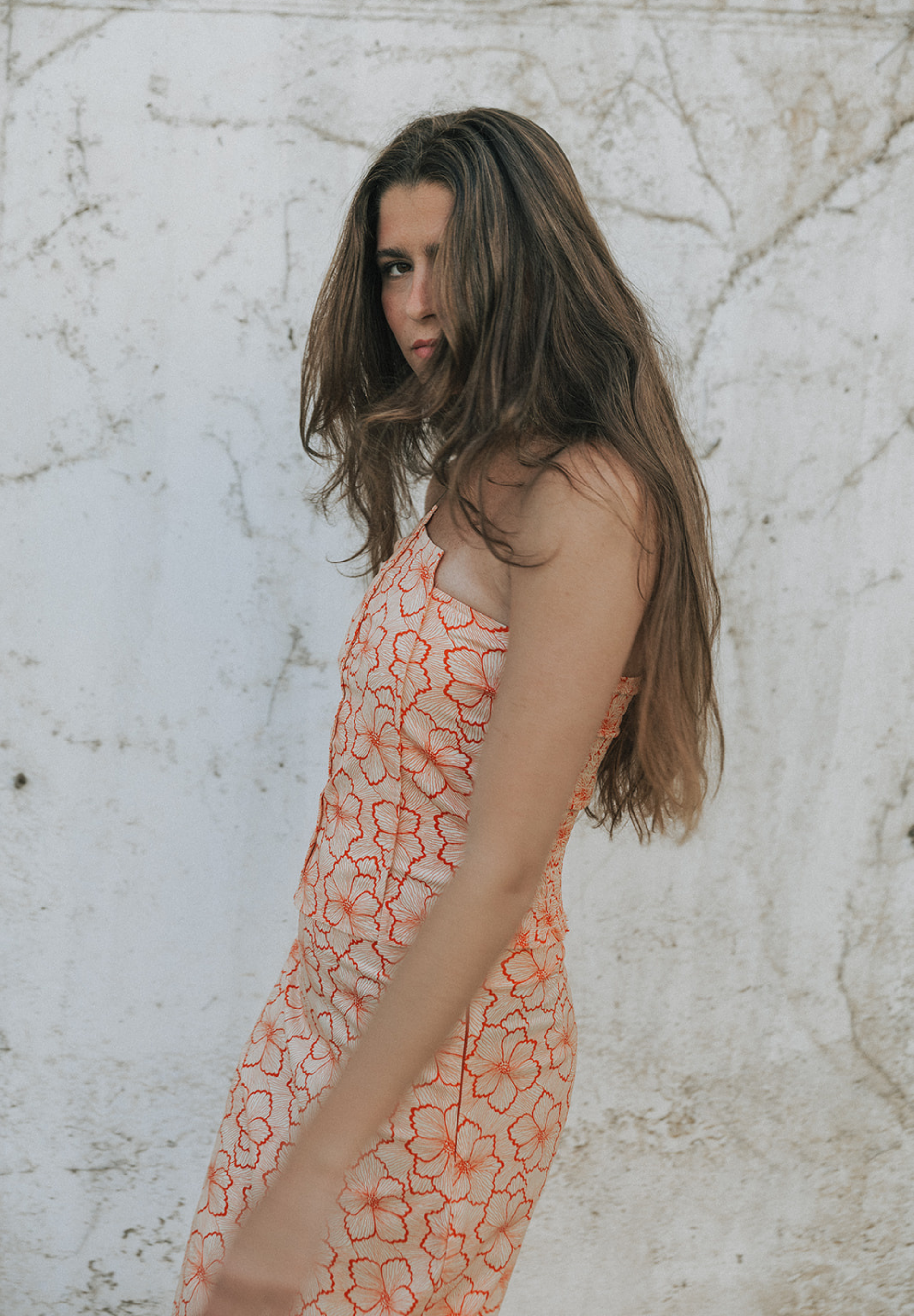 Falda midi salmón Bloss