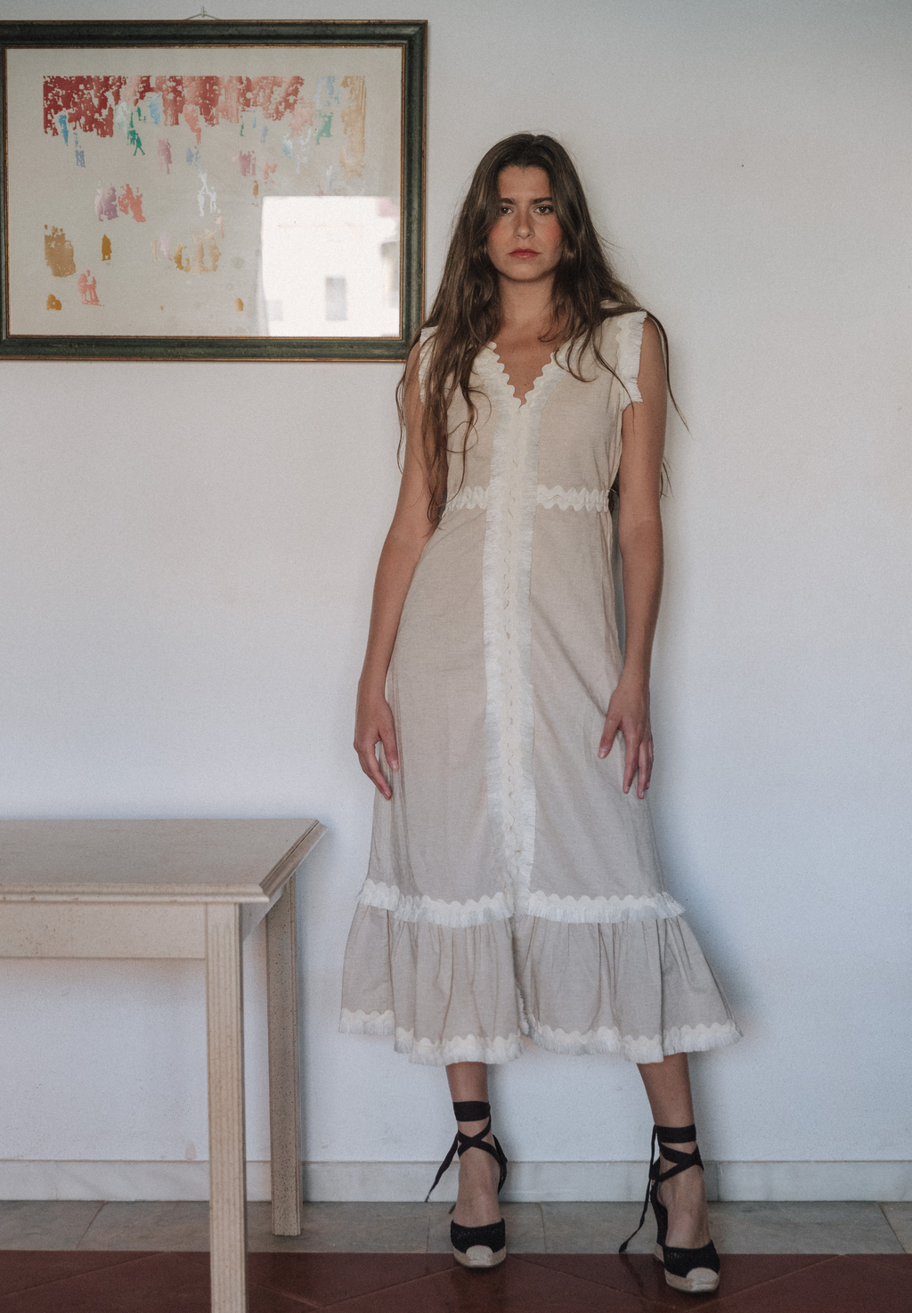 Vestido midi beige Muir
