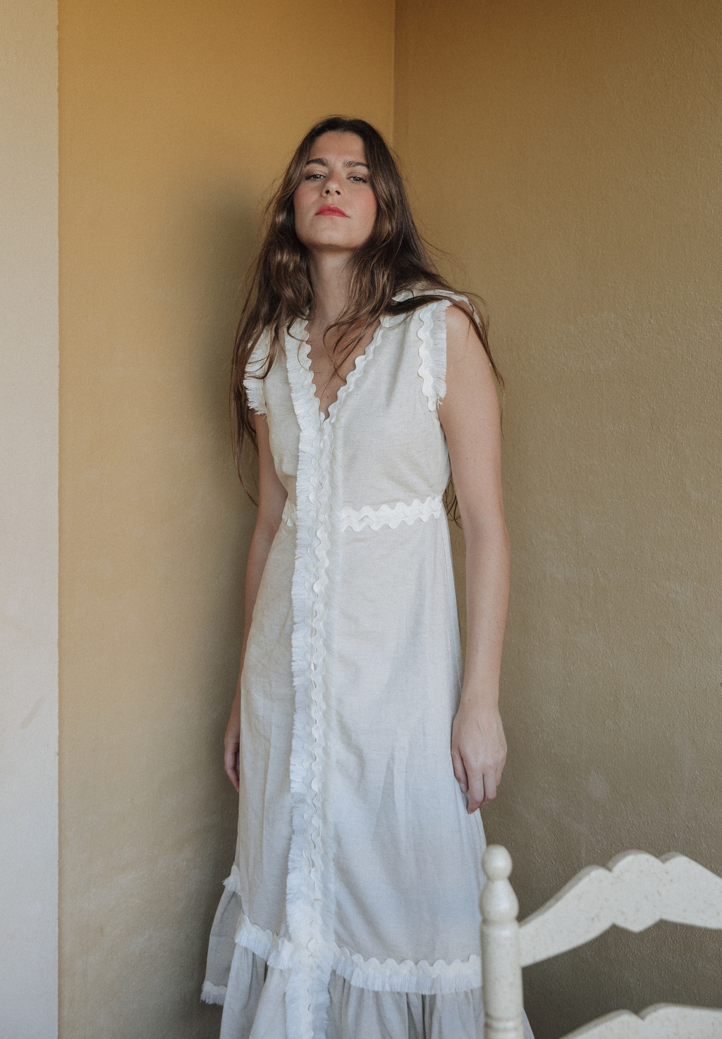 Vestido midi beige Muir