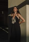 Vestido negro bordado Sol