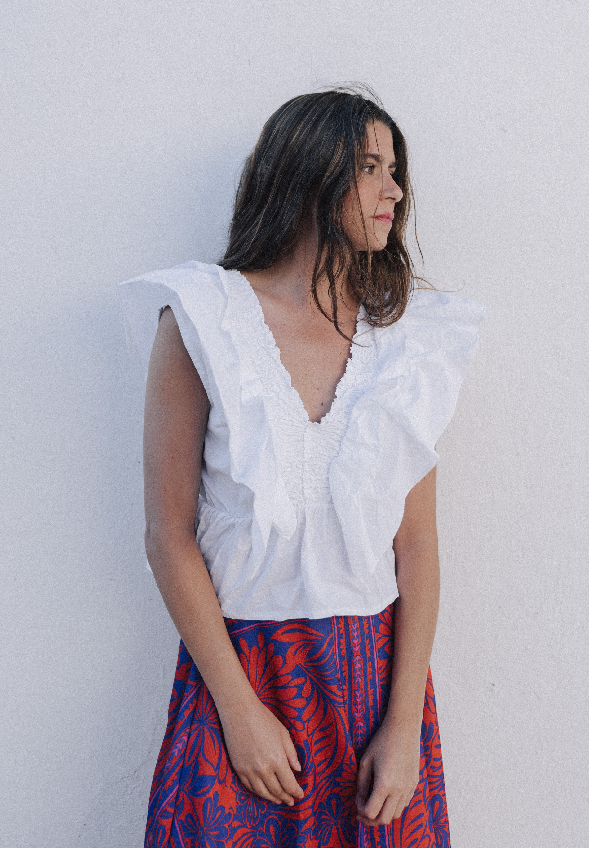 Blusa volantes blanca Rux