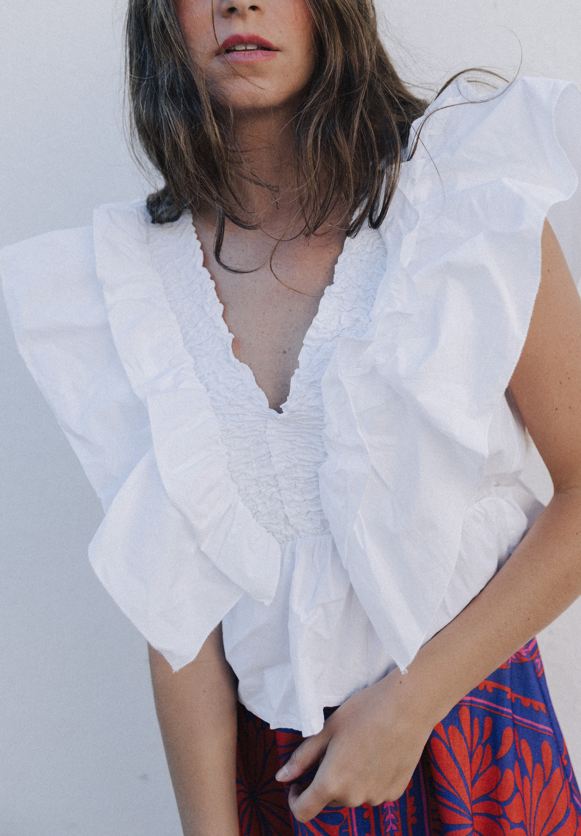 Blusa volantes blanca Rux