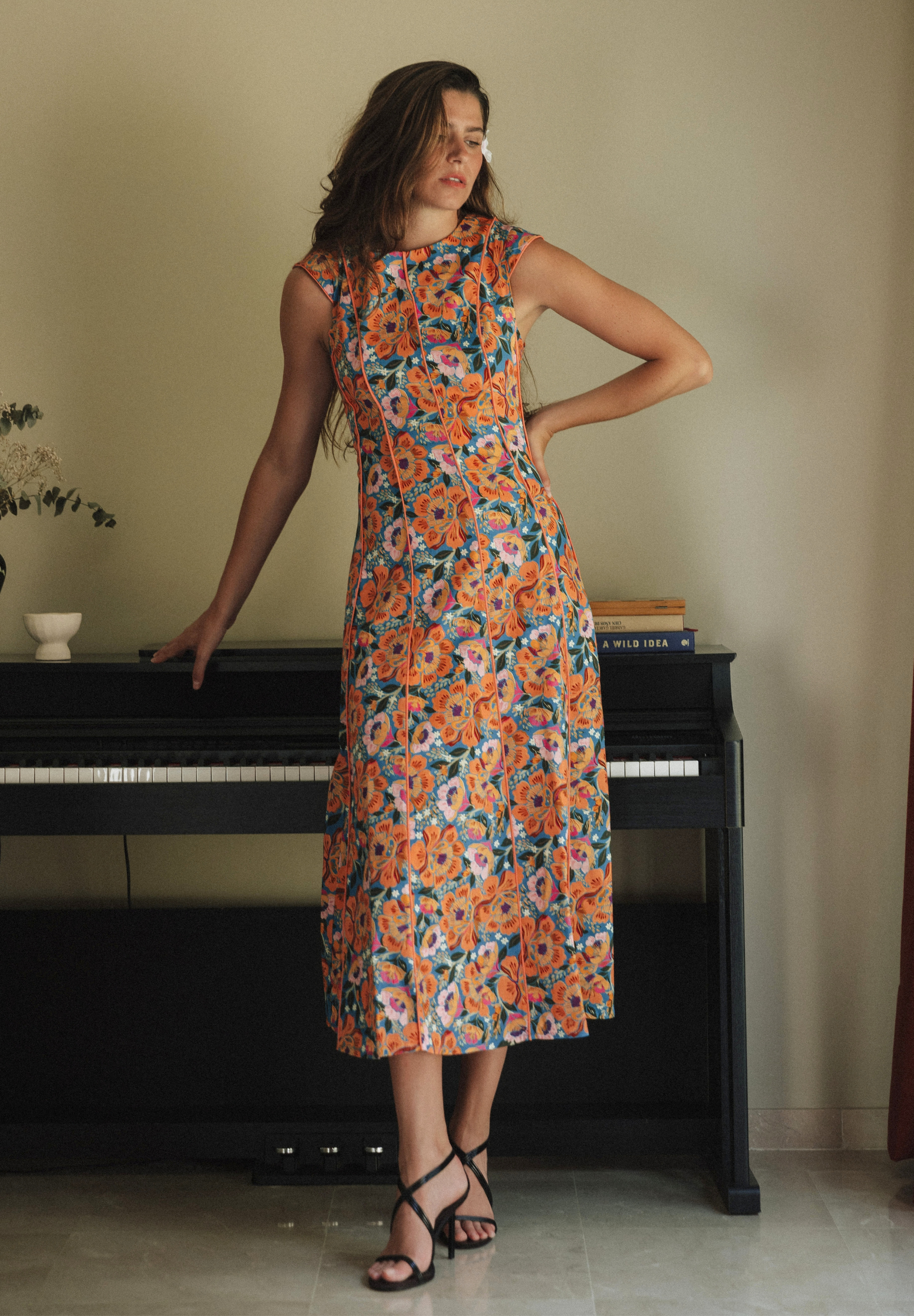 Vestido midi salmón Folk