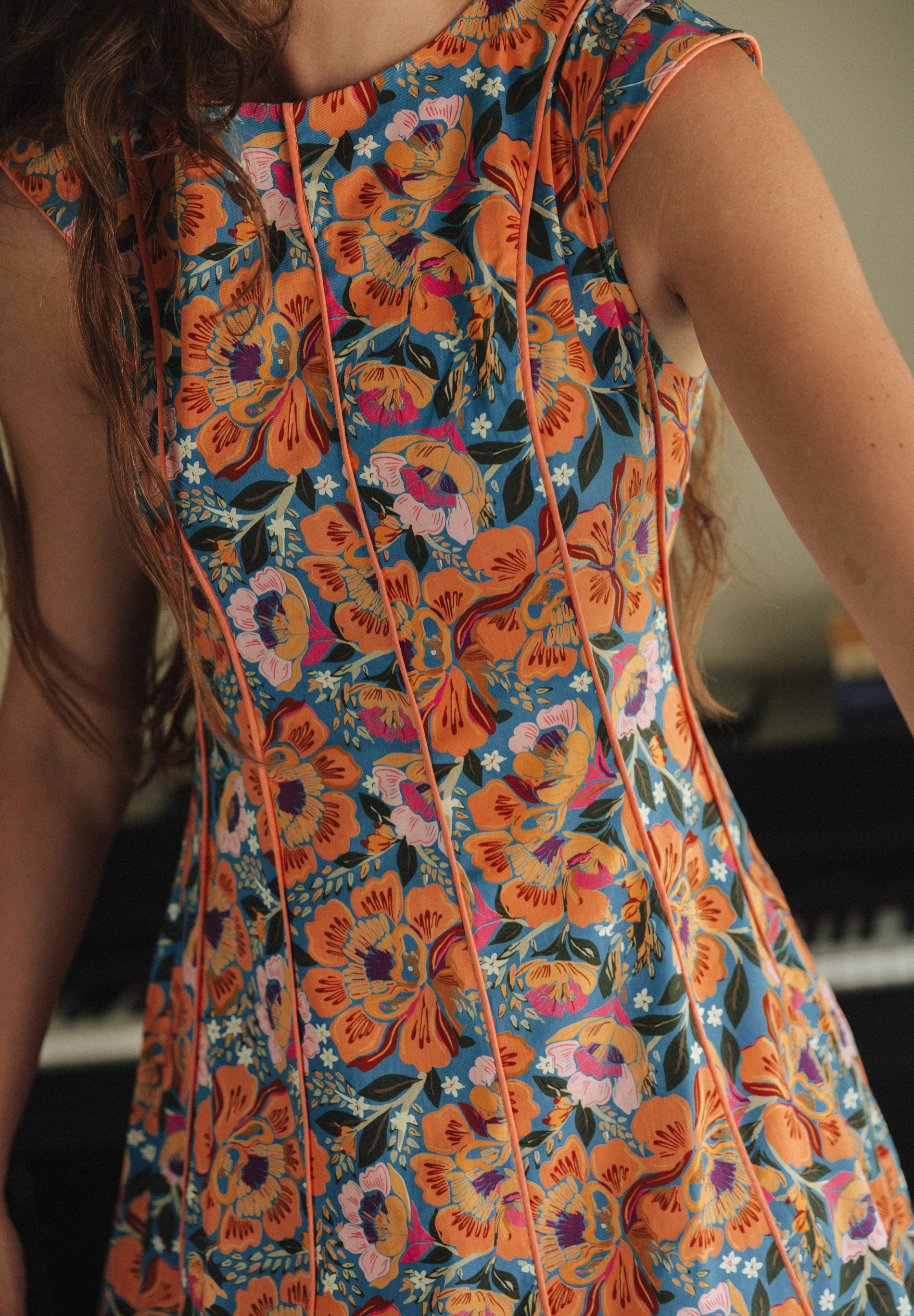 Vestido midi salmón Folk