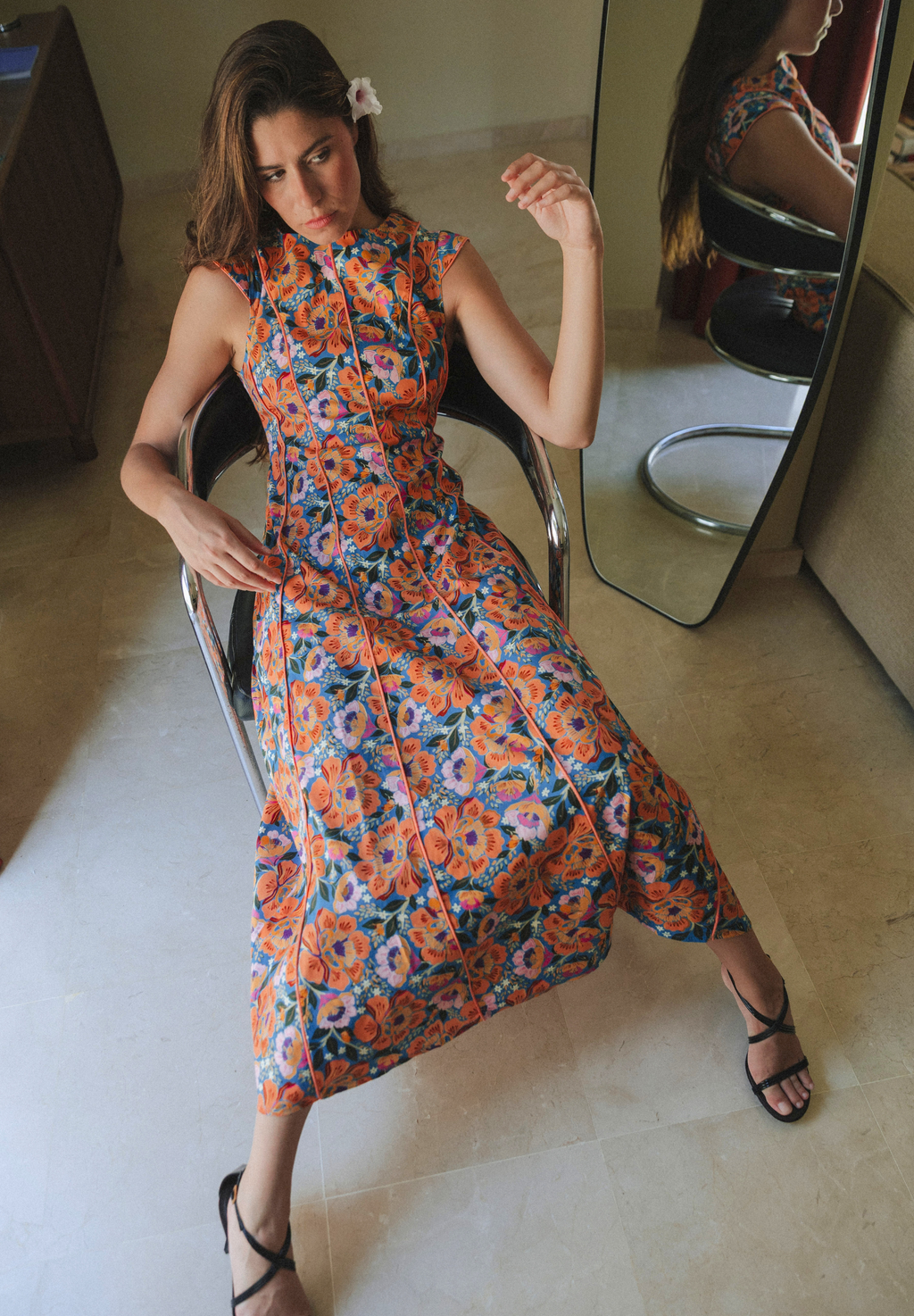 Vestido midi salmón Folk