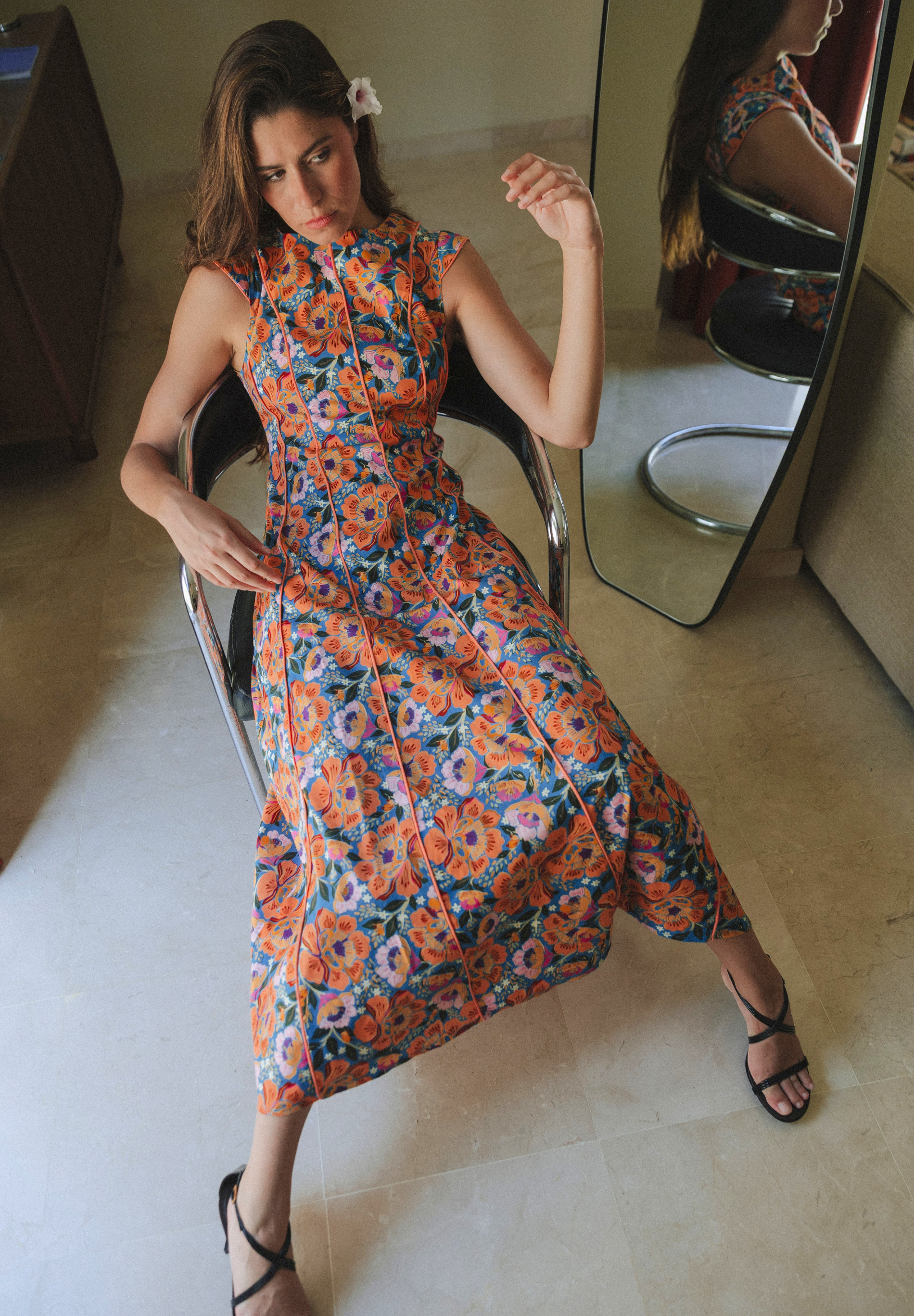 Vestido midi salmón Folk