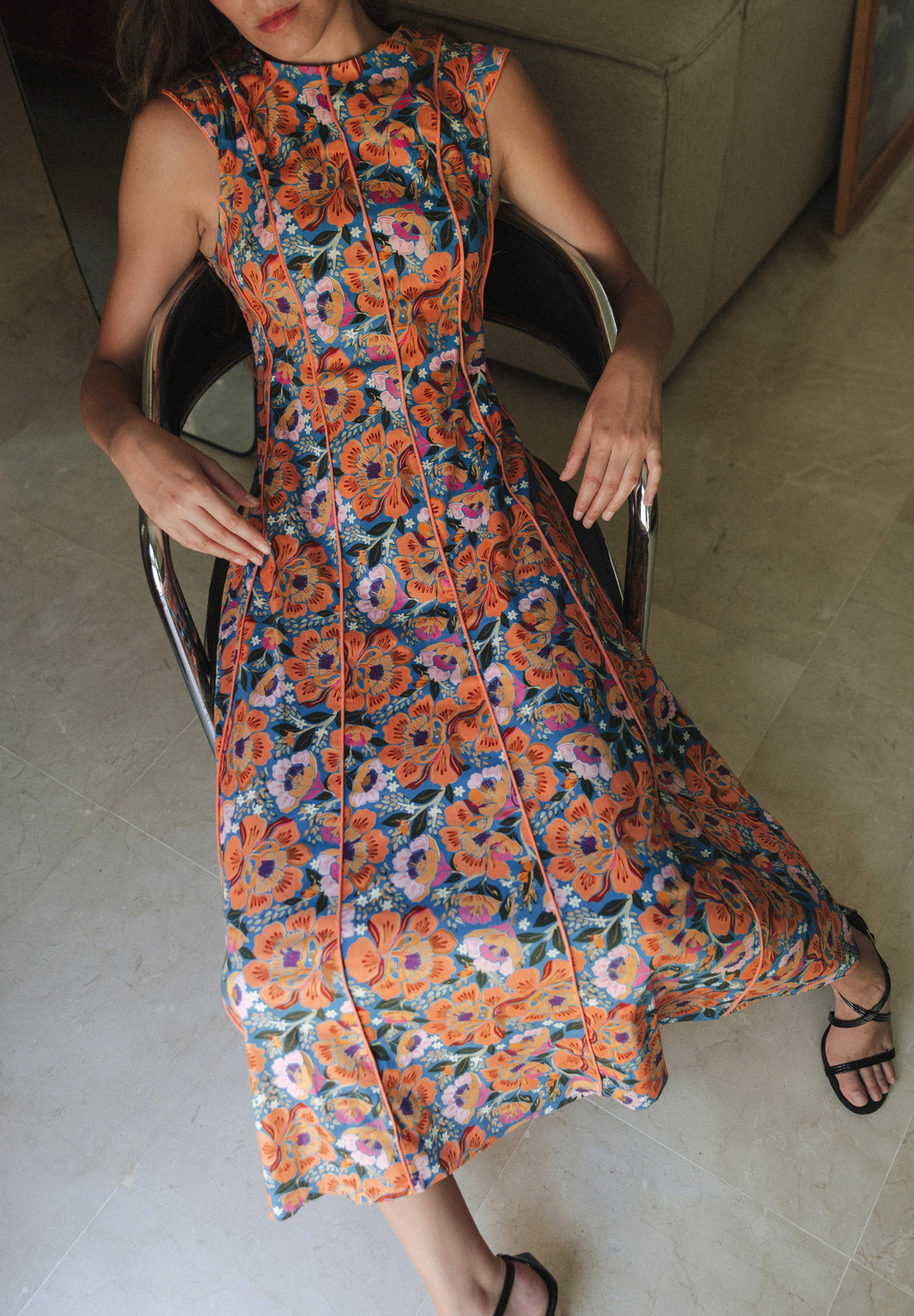 Vestido midi salmón Folk