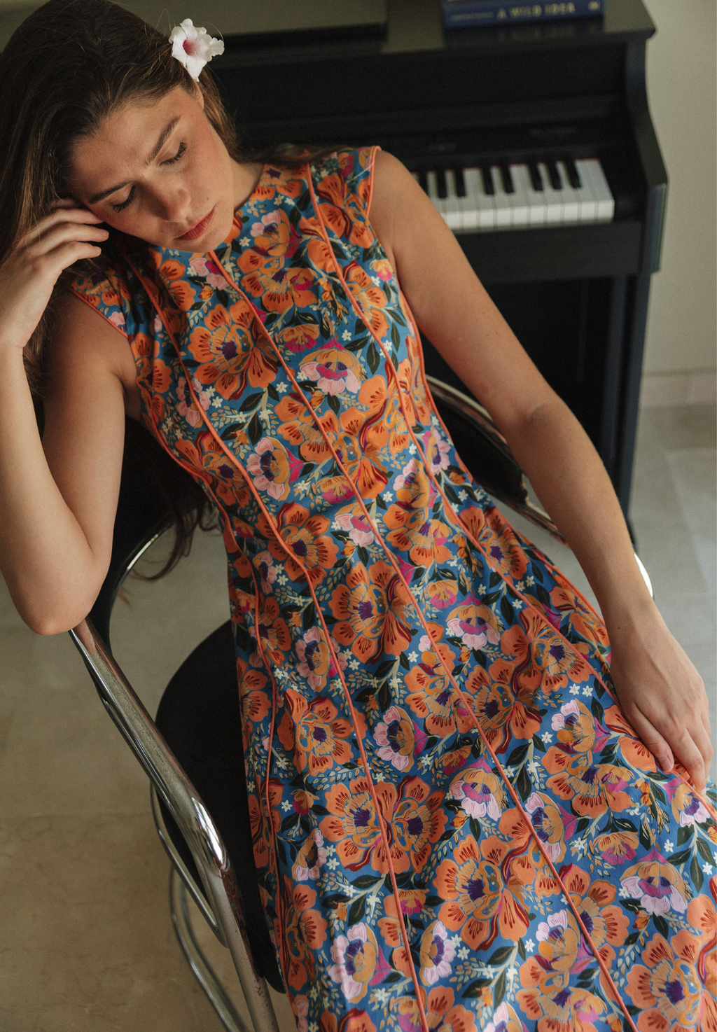 Vestido midi salmón Folk
